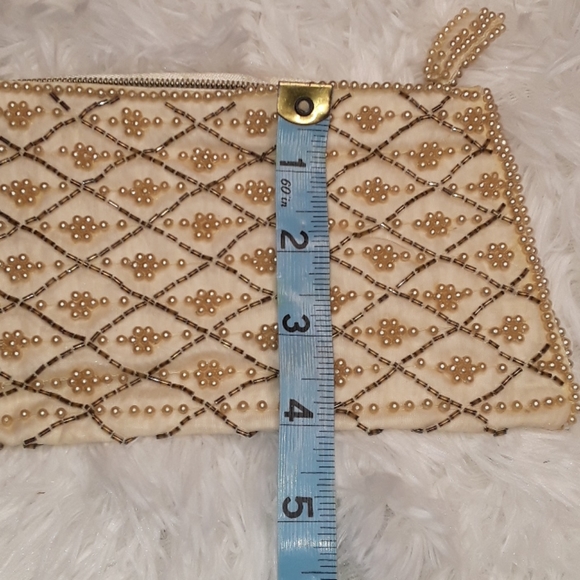 Vintage Beaded Pearl Art Deco Wedding Prom Clutch Purse Evening Bag - Picture 8 of 8